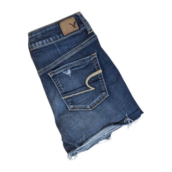 American Eagle Distressed Denim Stretch Jean Shorts Medium Wash - Picture 2 of 4